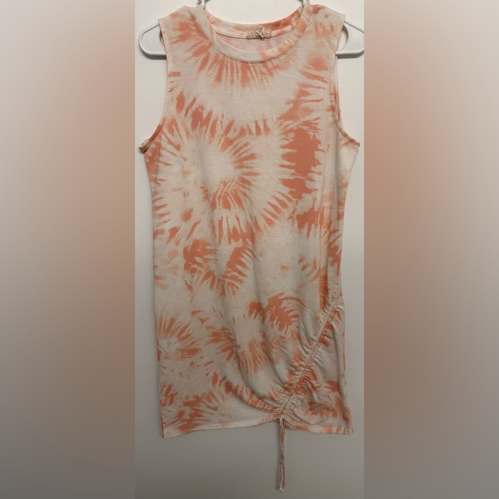 Como Blu Tie-Dye Sleeveless Midi Dress - Orange and Cream